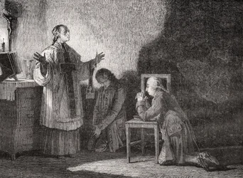 Ludvig XVI (1754-93) vid bön före hans avrättning