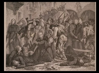 Prästmassakern i september 1792, graverad av Charles Maurand