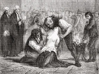 Tortyren av Madame de la Motte, graverad av Meyer-Heine, ur 