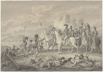 Duke of Wellington tar emot två standarder med örnar fångade från fransmännen under slaget vid Waterloo, 1815