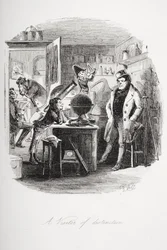 En utmärkande besökare, illustration från "Dombey and Son" av Charles Dickens (1812-70) publicerad först 1848 (litho)