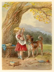 Liten flicka och hund