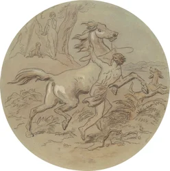 En av arton mönster för en serie plattor som illustrerar Venus och Adonis