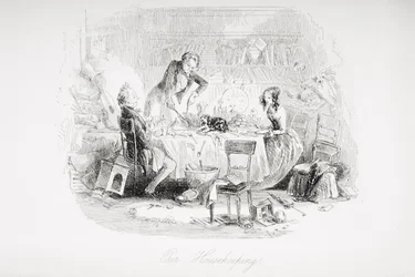 Vår hushållning, illustration från "David Copperfield" av Charles Dickens (1812-70), första gången publicerad 1850.