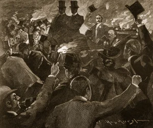 Mr Balfour i Dublin: fackeltåg, illustration från 