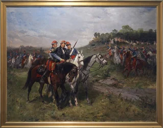 General Jean Auguste Margueritte skadades dödligt i Floing, sent 1800-tal (olja på duk)