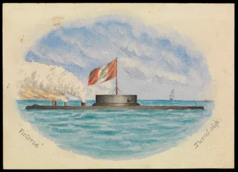 Victoria Turret fartyg, ca 1865 (akvarell)
