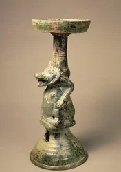 Tidig kinesisk keramiklampa, gravföremål, Han-dynastin, 25-220 e.Kr. (keramik)