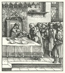 Ärkehertig Maximilian av Österrike skriver bokstäver (gravyr)