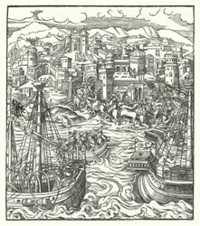 Fredrik III, helig romersk kejsare, anländer till Rom med sin brud, Eleanor av Portugal