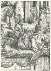 Maximilian I, den helige romerske kejsaren, och hans fru Maria av Bourgogne (gravyr)