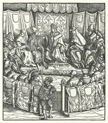 Den helige romerske kejsaren Maximilian I förhandlar med ungrarna