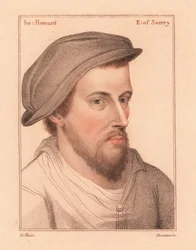 Henry Howard, Earl of Surrey, poet avrättad för förräderi 1812 (gravyr)