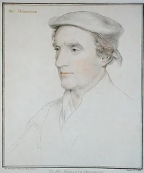 Porträtt av Philip Melanchton (1497-1560) graverad av Fransesco Batolozzi (1727-1815) 1792 (gravyr)