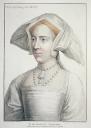Porträtt av Lady Mary efter drottning (1516-58) graverad av Francesco Bartolozzi (1727-1815) 1796 (gravyr)