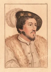 Porträtt av en okänd man, kung Henrik VIII:s hov, ca. 1532. ,1812 (gravyr)
