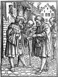 Hans Holbein den yngres skendöd (1497-1543): advokaten (gravyr)