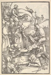 Kristus spikad på korset, verso: Kristus spikad på korset, från Speculum Passionis Dom..., 1507.