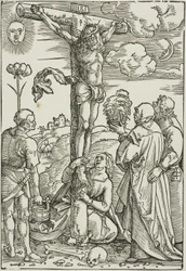 Kristus på korset med Maria, Johannes, Magdalena och Stefanus