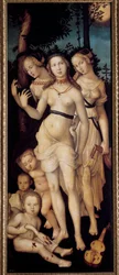 Harmoni eller de tre nåderna. Målning av Grien Hans Baldung (1484-1545) Ec. Allt.