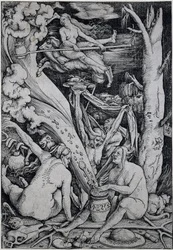 Häxor trollar under häxsabbat