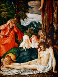 ""Lamentation sur la mort du christ"" (Klagan över Kristus) Peinture de Hans Baldung, dit Grien (Baldung Grien)(1484-1545)