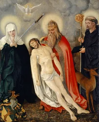 Den heliga treenigheten mellan sorgens fru och Saint Giles, ca 1513-16