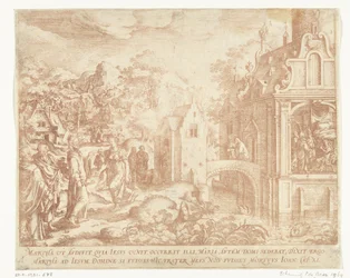 Kristus anländer till Lasarus, Martas och Maria Magdalenas hus