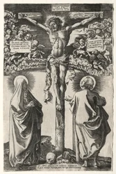 Kristus på korset mellan jungfrun och Johannes, 1542.