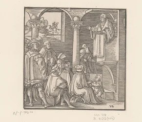 Martin Luther predikar i en kyrka