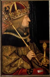 Porträtt av Fredrik III, den helige romerske kejsaren kallad den fredliga, från ett original från 1468 (målning)