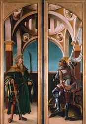 St. Sigismund och St. George, detalj från dörrarna till en triptyk av korsfästelsen