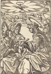 Den heliga familjen med Saint Anne och Saint Joachim