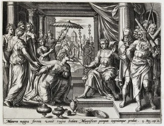 Solomon ontangt de koningin van Seba Geschiedenis van Salomo (serietitel) The History of King Salomon (...) (serietitel) Skatten av det gamla testamentets heliga historia, utvald av de mest utmärkta bilder som uttrycks i denna konst