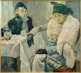 Två damer i caféet