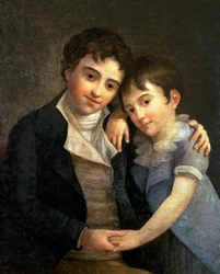 Porträtt av Karl Thomas (1784-1858) och Franz Xaver (1791-1844), Wolfgang Amadeus Mozarts (1756-91) söner, 1798