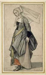 A Young English Woman, 1500-talet (penna och bläck och wc på papper)