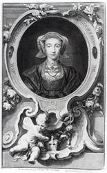 Anne av Cleves, graverad av Jacobus Houbraken, 1740