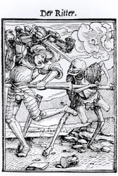Döden och riddaren, ur "Dödsdansen", graverad av Hans Lützelburger, ca 1538