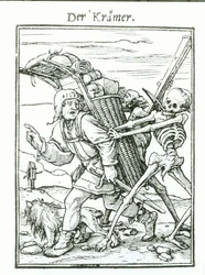 Döden och pedellen, ur "Dödsdansen", graverad av Hans Luutzelburger, ca 1538