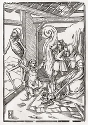 Döden kommer till barnet, ur "Der Todten Tanz", utgiven i Basel 1843.