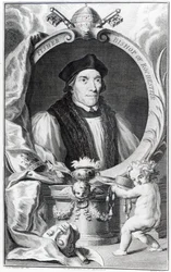 John Fisher, biskop av Rochester, graverad av Jacobus Houbraken, ca 1738-42