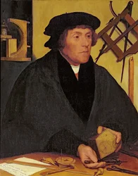 Porträtt av Nicholas Kratzer (1487-omkring 1550), fellow vid Corpus Christi College och senare kunglig astronom åt kung Henrik VIII, 1800-talskopia av ett original från 1528 i Louvren