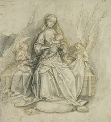 Madonna och barn (penna och brunt bläck med penna på papper)