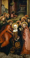 Jungfruns död, Afra-altartavlans målade vinge, 1490