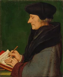 Porträtt av Erasmus av Rotterdam skrivande, 1523