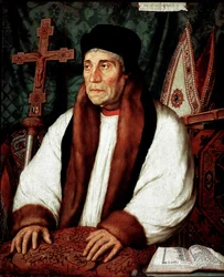 Porträtt av William Warham (1450-1532), Archeveque of Canterbury Målning av Hans Holbein den unge (1497/8-1543) 1500-talets sön. 82x67 cm Paris, Louvren