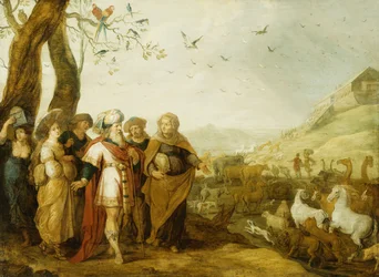 Noa och hans familj innan ombordstigningen i arken,