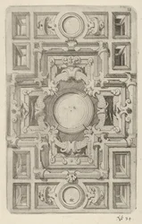 Design för ett tak med remmar och ett korsformat centrum, 1609.