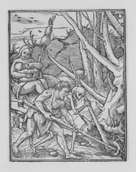 Adam digging, från Dödsdansen, ca. 1526, utgiven 1538.